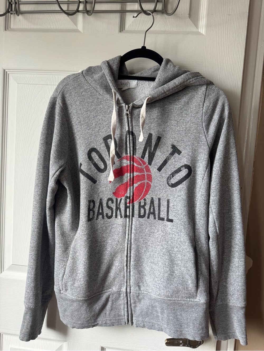 Toronto Basketball Gray Zip Hoodie with Red Basketball Graphic
